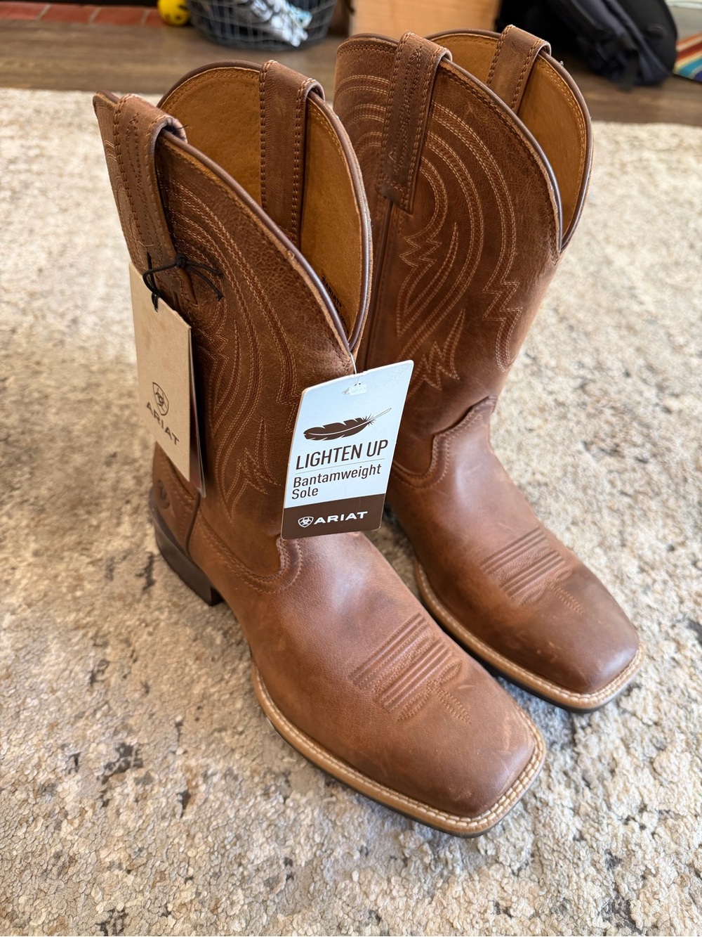 Ariat Brown Leather Western Cowboy Boots with Bantamweight Sole